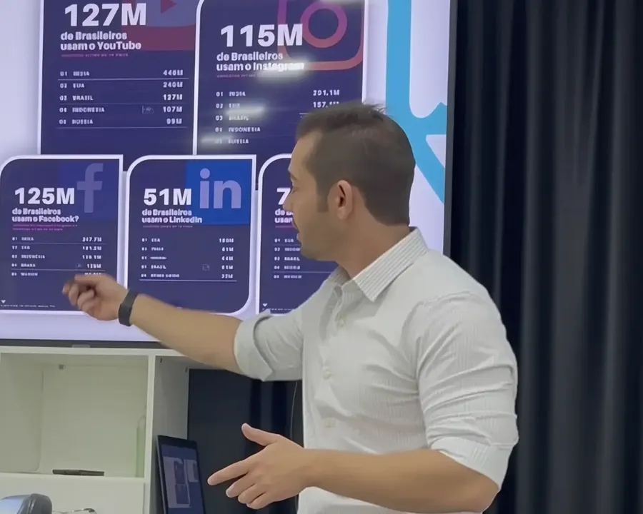 André Cherman explicando dados de redes sociais